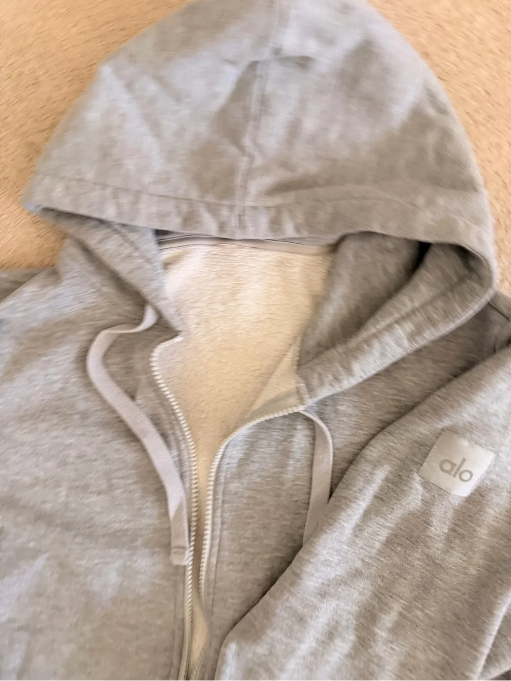ALO Yoga Light Gray Zip-Up Hooded Sweatshirt